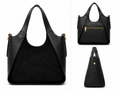 Damen-Lederhandtasche L954 – Schwarz, Made in Italy