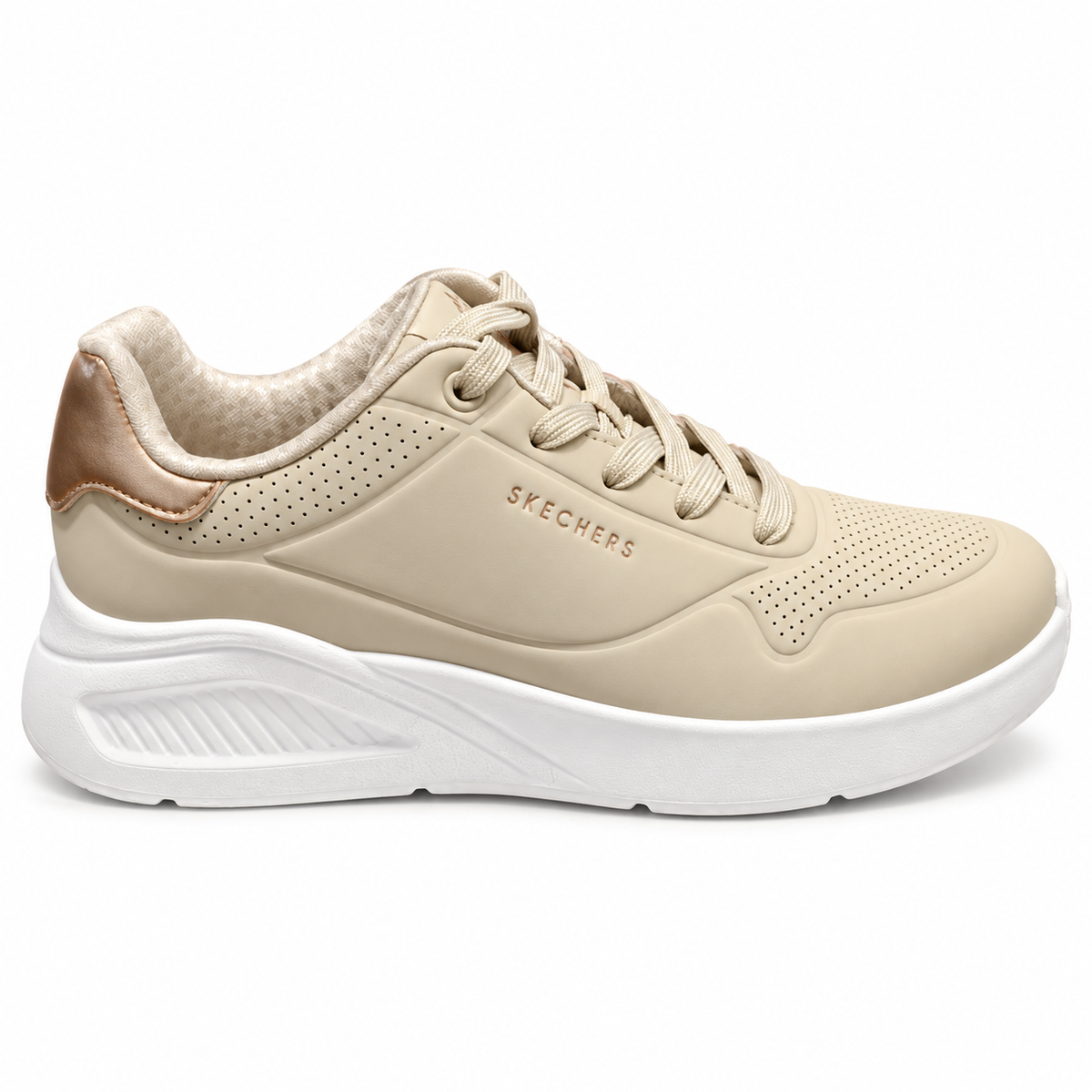 Skechers Uno Lite – Shimmer Along Damen-Sneaker Beige/Gold