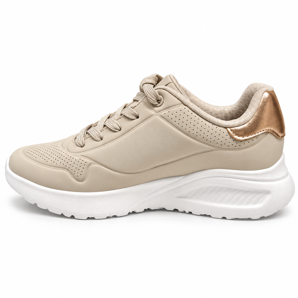 Skechers Uno Lite – Shimmer Along Damen-Sneaker Beige/Gold